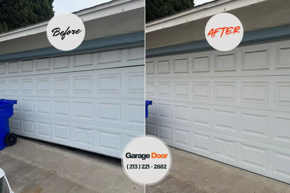 Before and after: garage door repair La Habra, CA